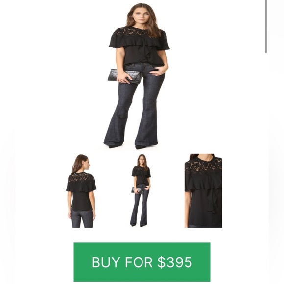 Rebecca Taylor silk lace black top size 8 georgette ruffle - Picture 6 of 6